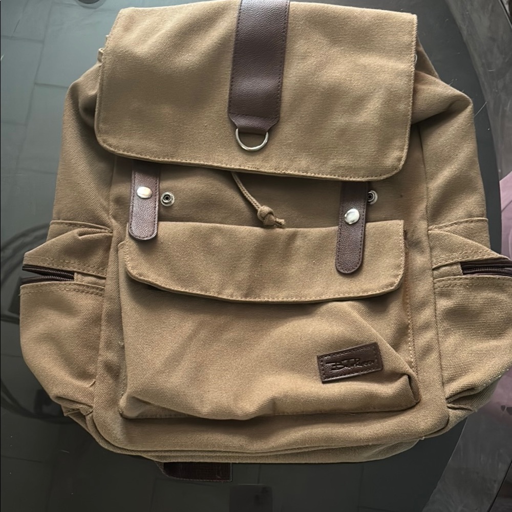 Tan Canvas Backpack - Picture 2 of 2